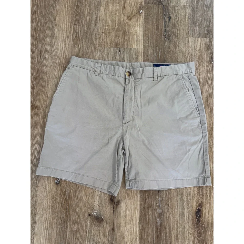 Vineyard Vines Breaker Shorts Mens 38 Tan Khaki Cotton Stretch Preppy Chino Golf
